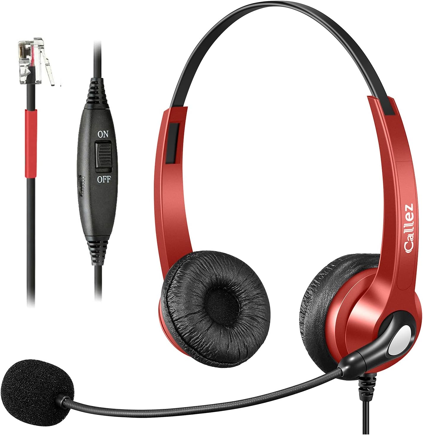 RJ9 Telephone Headset with Microphone Noise Cancelling, Landline Phone Headset Works for Yealink Grandstream Avaya 1616 9608 Cisco 7911 Snom D725 Panasonic KX-T IP Phones