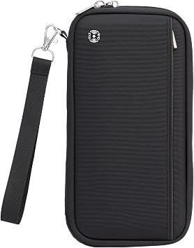 WALNEW Passport Holder Travel Family for 10, RFID-Blocking Wallet and Document Organizer Passports with Zipper, for Cards, Boarding Passes, Money, Tickets, Travel Essentials, Black