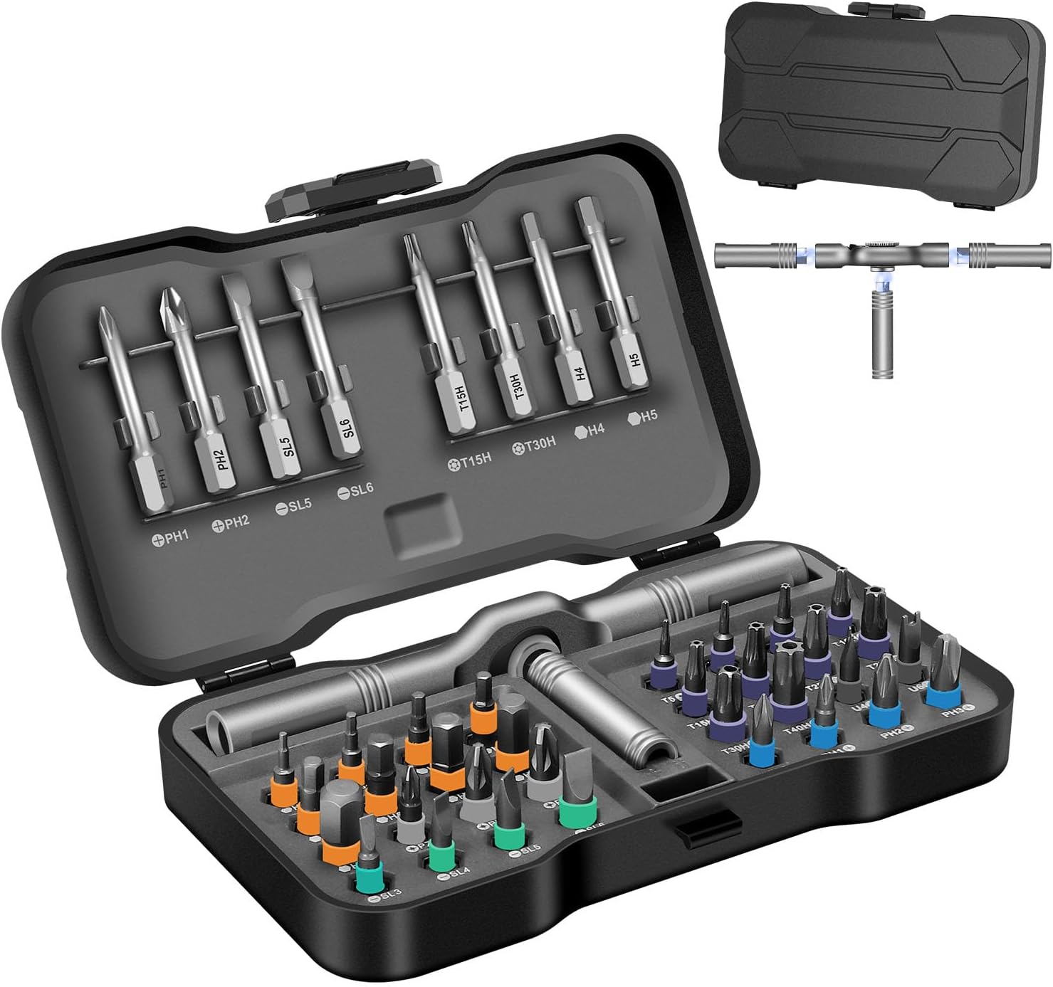 42 in 1 Magnetic Screwdriver Set, DIY Ratchet Screwdriver Set, Multi Bit Magnetic Drive Set with Detachable Ratchet Handle, Portable Compact Repair Tool Kit