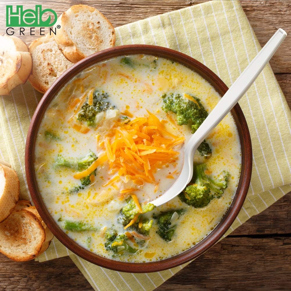 HeloGreen Eco-Friendly 50 Pack Cornstarch 6" Disposable Soup Spoons: Heavy Duty Disposable Spoons Alternative to Plastic Spoons, Plasticware Utensils Cutlery, Ivory. Soup Spoons Disposable Easily