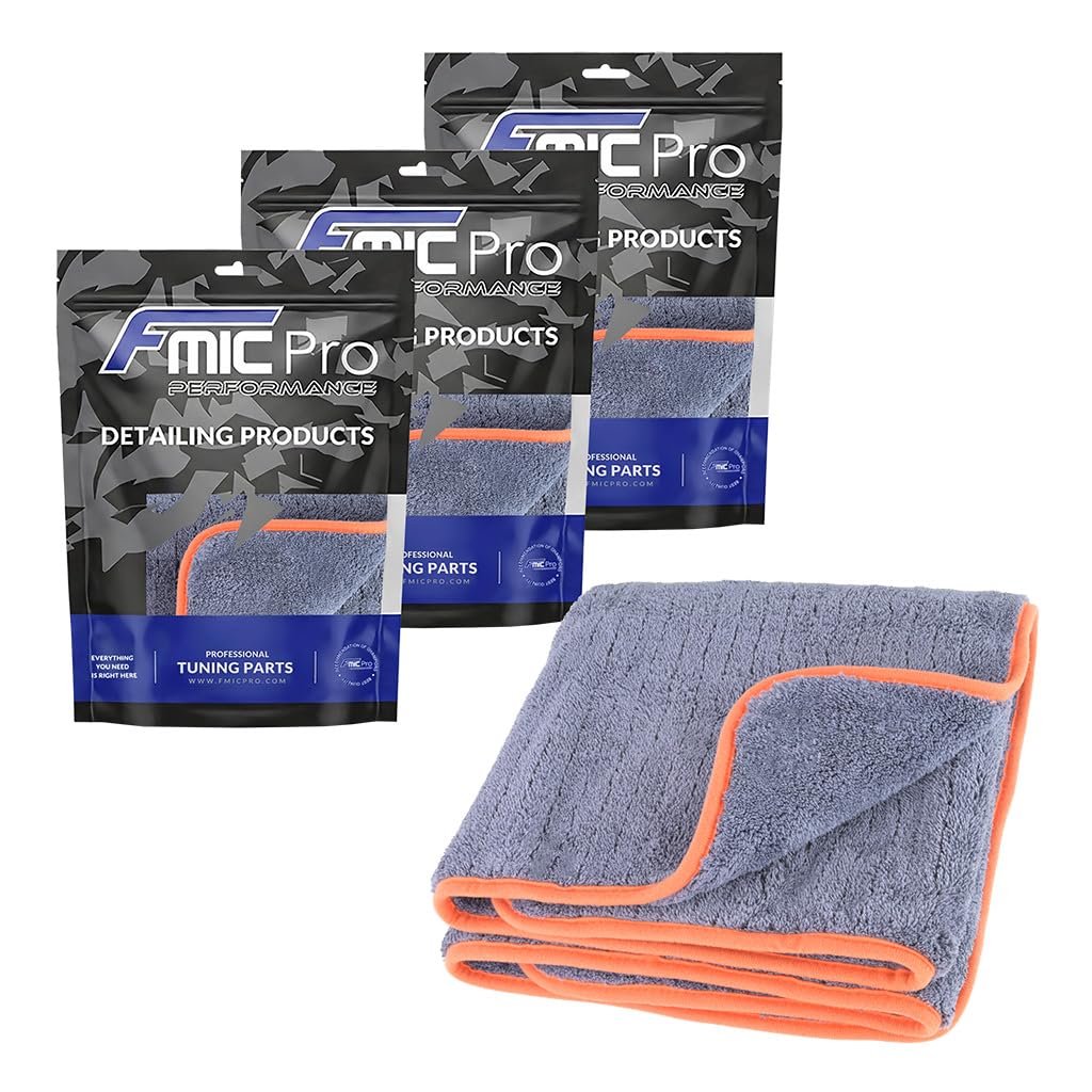 FMIC.Pro Profi Auto Trockentücher 60x90cm 900 GSM - Höchste Saugfähigkeit & Lackschutz - Extra Flauschige Mikrofaser für schnelles Trocknen (3 Stück Spar-Set)