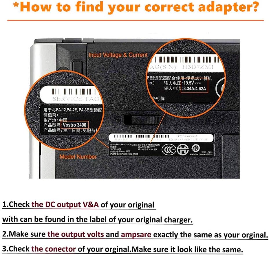 45W AC Adapter Laptop Charger for Dell Inspiron 11 13 14 17 15 3000 5000 7000 Series 3147 3148 3152 3451 3452 3458 3459 5458 5368 5378 5379 5559 5759 7352 7353 7347 7348 7368 7378 Power Supply Cord : Electronics