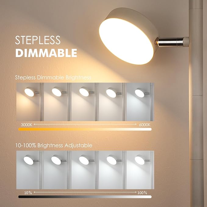 JUNNAI White Floor Lamp with Remote Tall Standing Lamps 30W LED Tree Floor Lamp with 3 Adjustable Heads Touch Control Timer 4 Color Temperatures Light Lamps for Living Room Office Bedroom Crafting photo 3