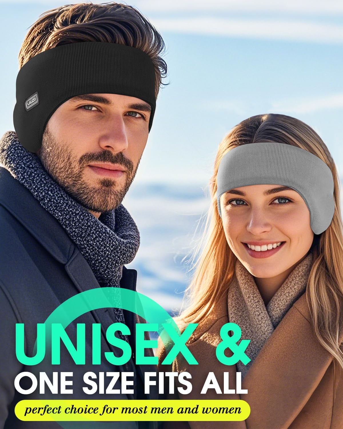 Lauzq Double-Layer Pro Ear Warmer Headband - Knit Fuzzy Lined Cold Weather Ear Muffs for Men Women Running Cycling Ear Covers - Image 8