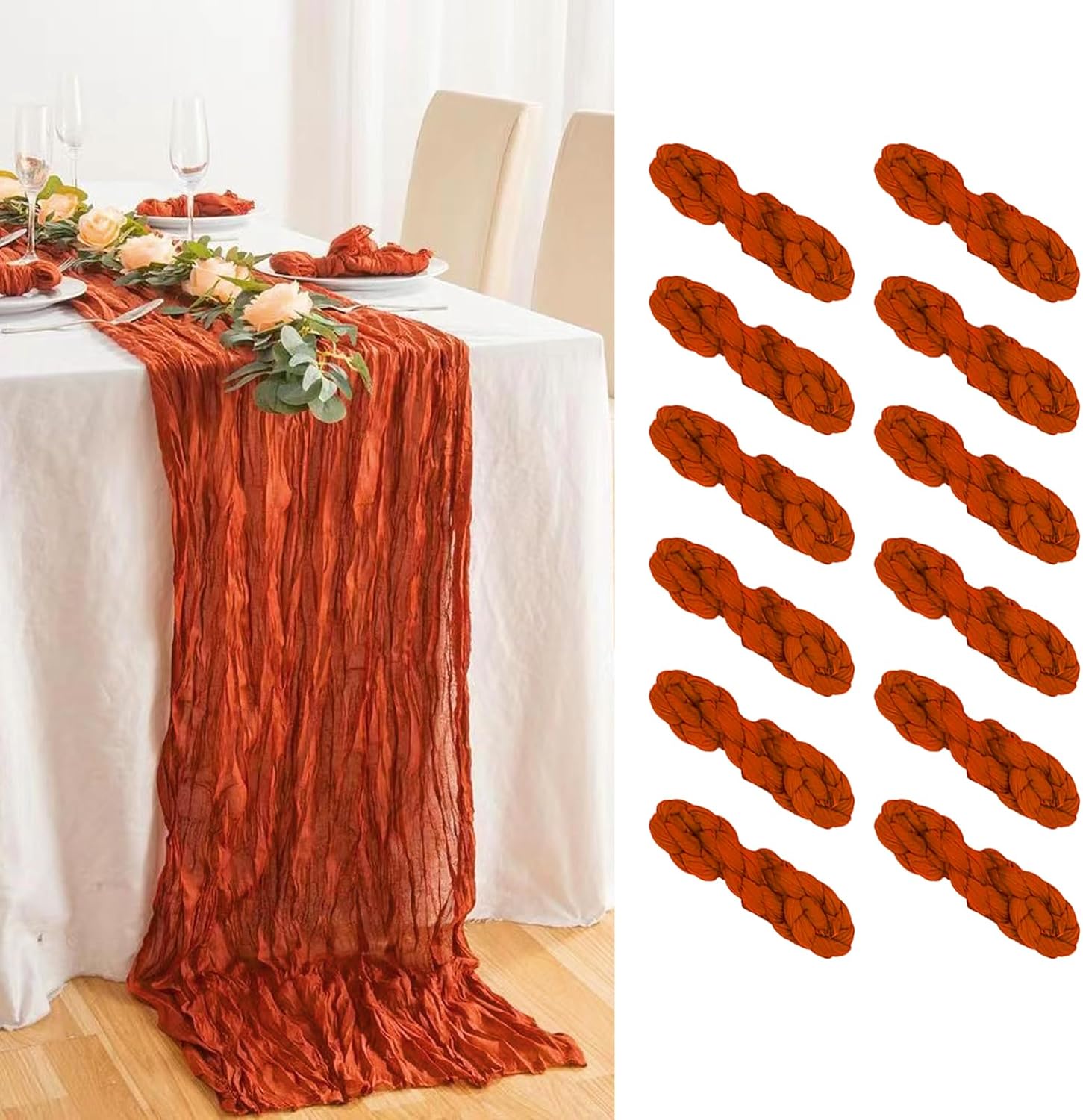 12 Pack 13Ft Terracotta Cheesecloth Table Runner 35x158 Inch Boho Gauze