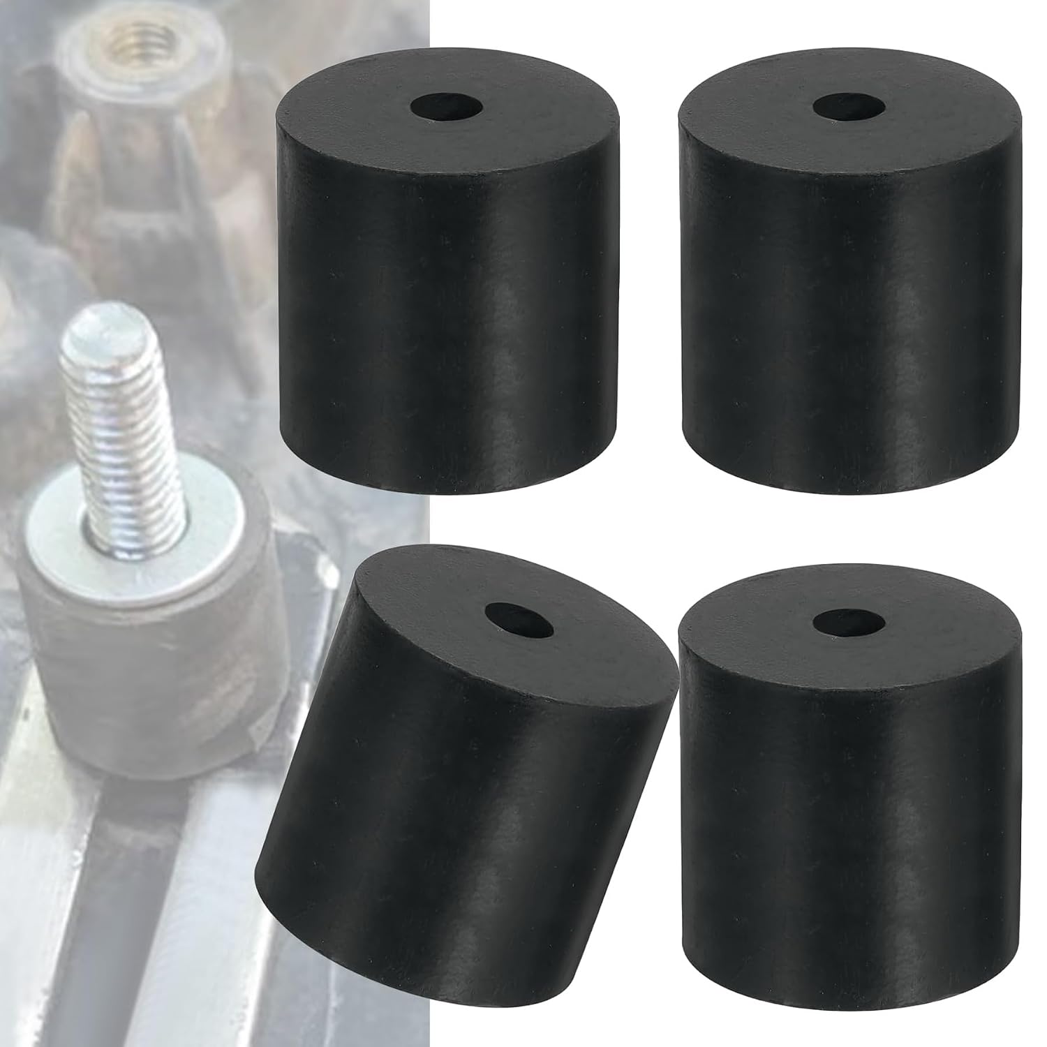 Rubber Spacers 2 Inch OD 0.3 Inch ID 2 Inch Thick Neoprene Anti-Vibration Pads Shock Absorbing Isolators for Cars Boats Furniture & Home Use, 4-Pack
