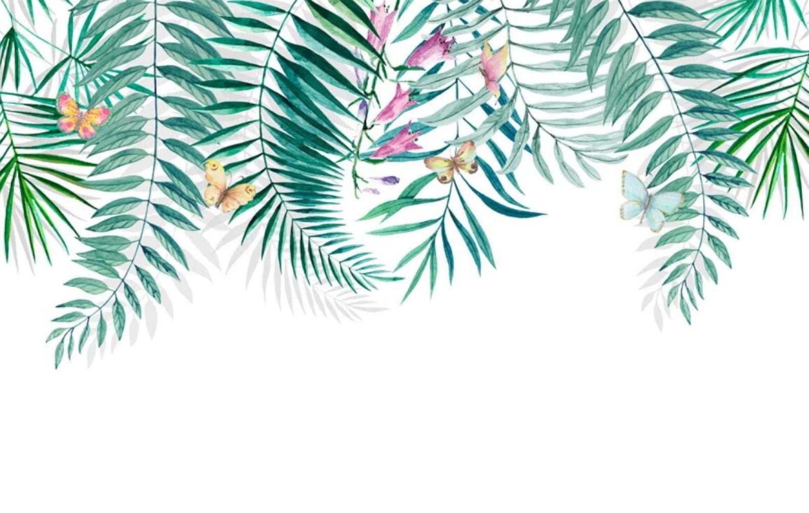 Papier peint panoramique pour agrandir un salon motifs plantes tropicales 350x250
