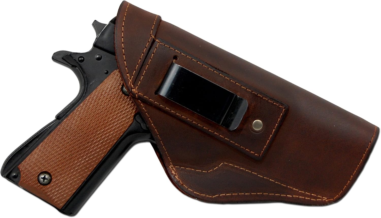 Barsony New Brown Leather Inside The Waistband Holster for Full Size 9mm 40 45