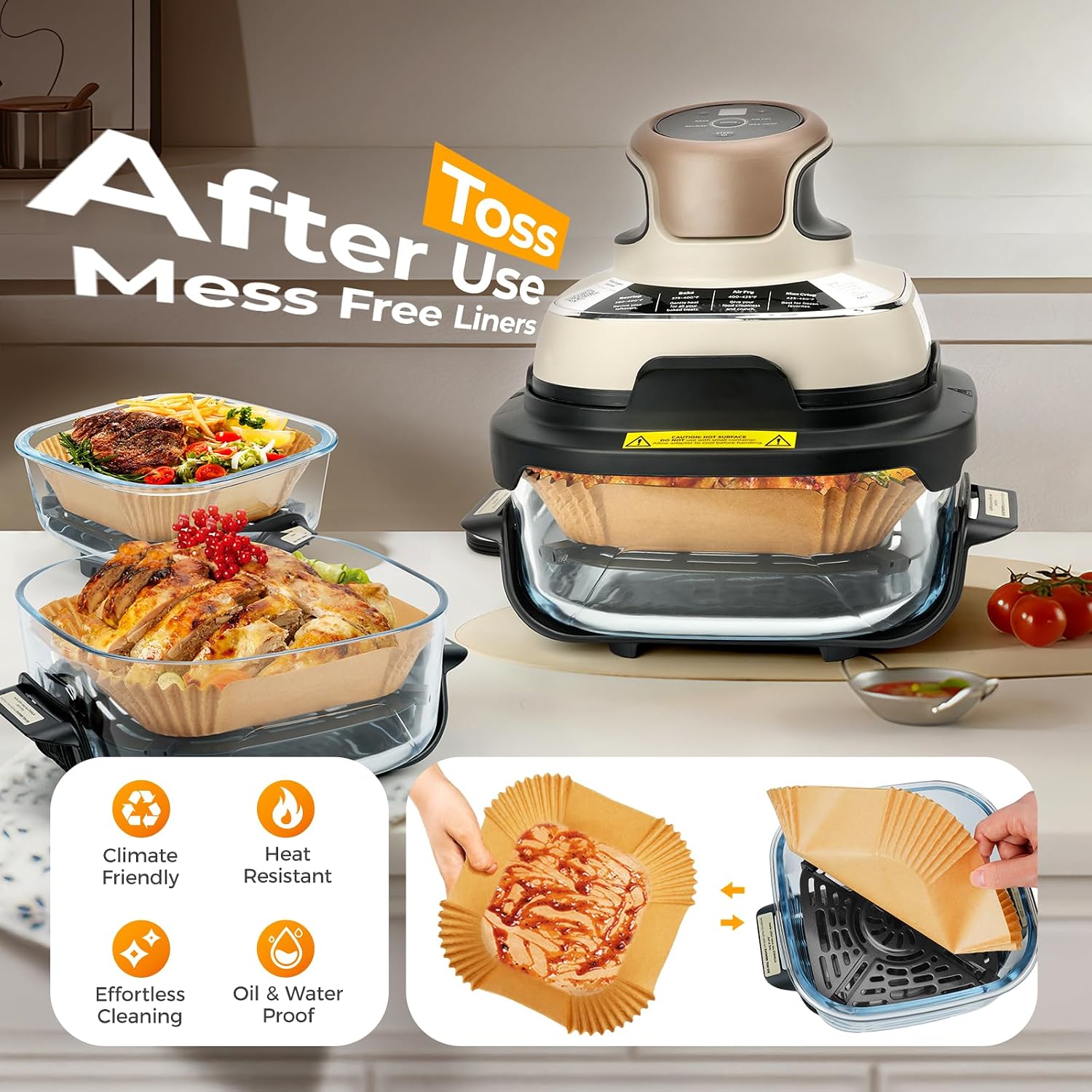 300 Pcs Air Fryer Liners Fits for Ninja Crispi 4-in-1 Portable Glass