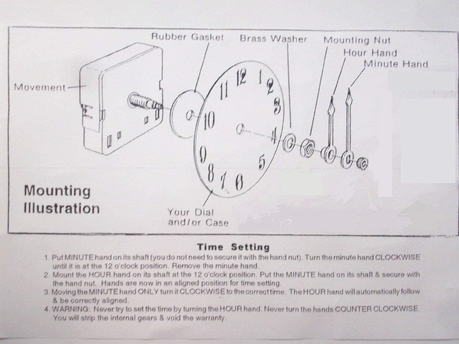 SKP 28504V Quartz Clock Movement for 1/8 to 1/4 inch Clock face Thickness