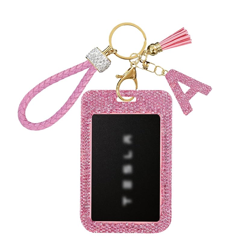 Porta-cartão para chave Tesla com chaveiro, compatível com Model 3/Y/S/X, Cybertruck e Rivian, NZNDB A-pink