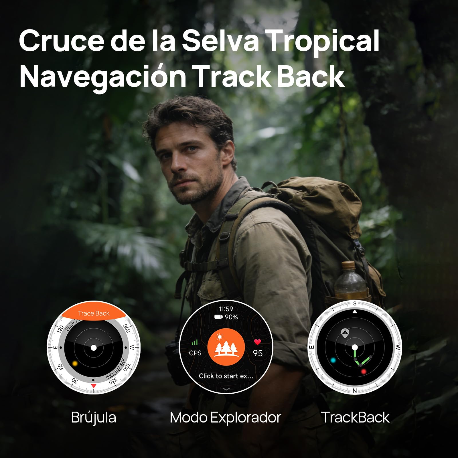 Mibro GS Explorer S TI Reloj Inteligente para Correr con GPS, Smartwatch con Impermeable 10ATM, Bisel Titanium, Llamadas Bluetooth, Altímetro, Barómetro, Brújula, para Android iOS (Correa de Titanio)
