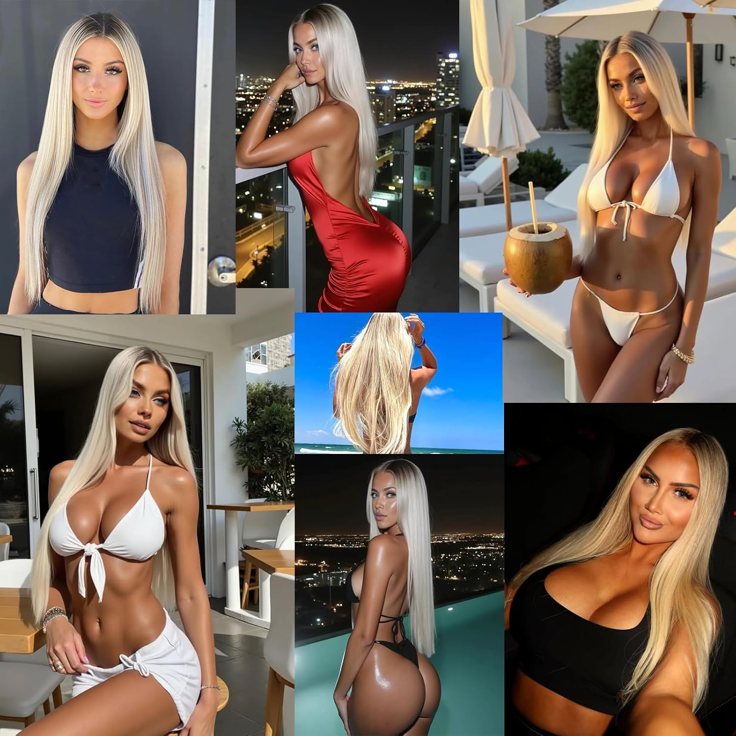 X-TRESS Platinum Blonde Synthetic Lace Front Wig Pre Plucked Ready to Wear 13x4x1 HD Glueless Straight Lace Front Wig for Women Natural Look Synthetic Heat Resistant Fiber Platinum Blonde Wig (26inch)