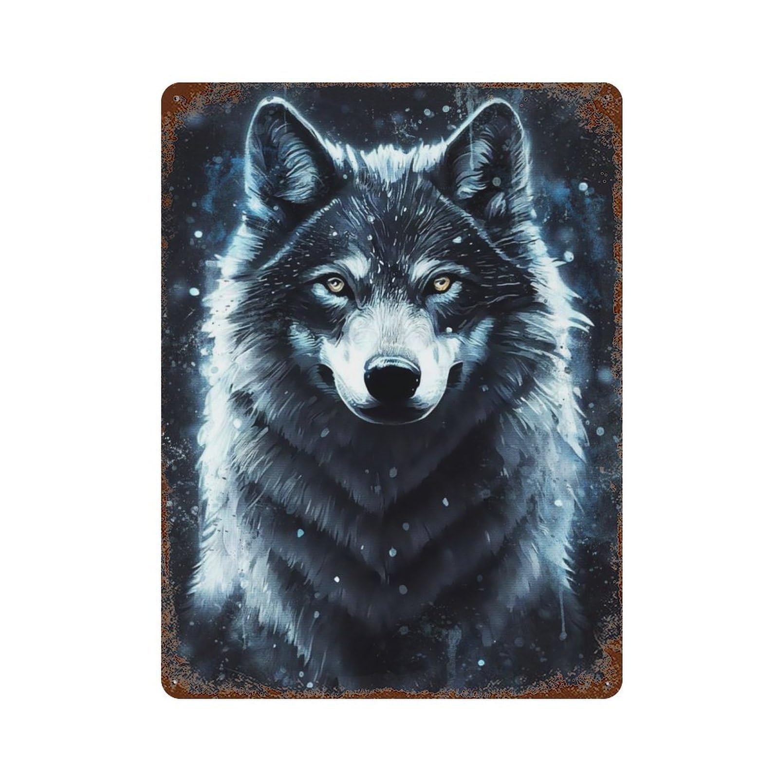 Black Fox Vintage Rust Metal Sign 15.7"x11.8", Farmhouse Wall Decor for Garage, Pub Or Kitchen