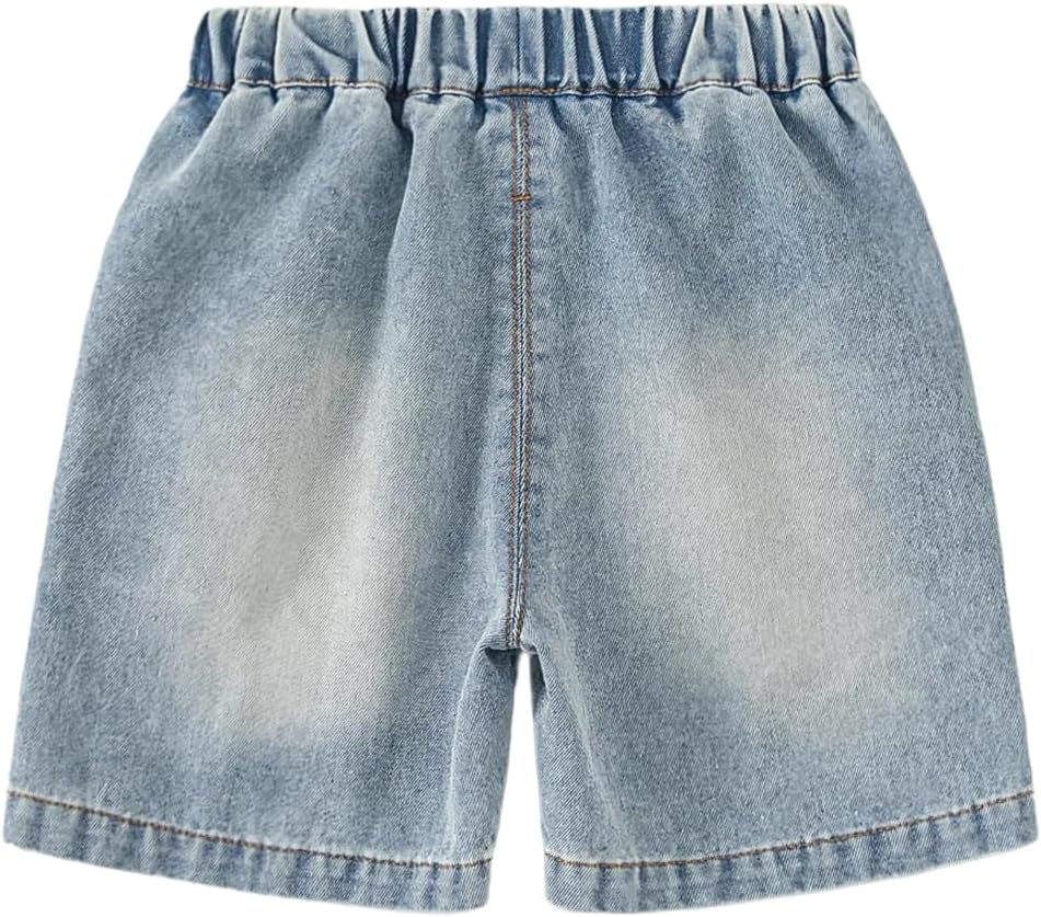 Baby Boys Ripped Jeans Shorts Elastic Waist Short Denim Pants with Pockets 12M-6Y - Image 4