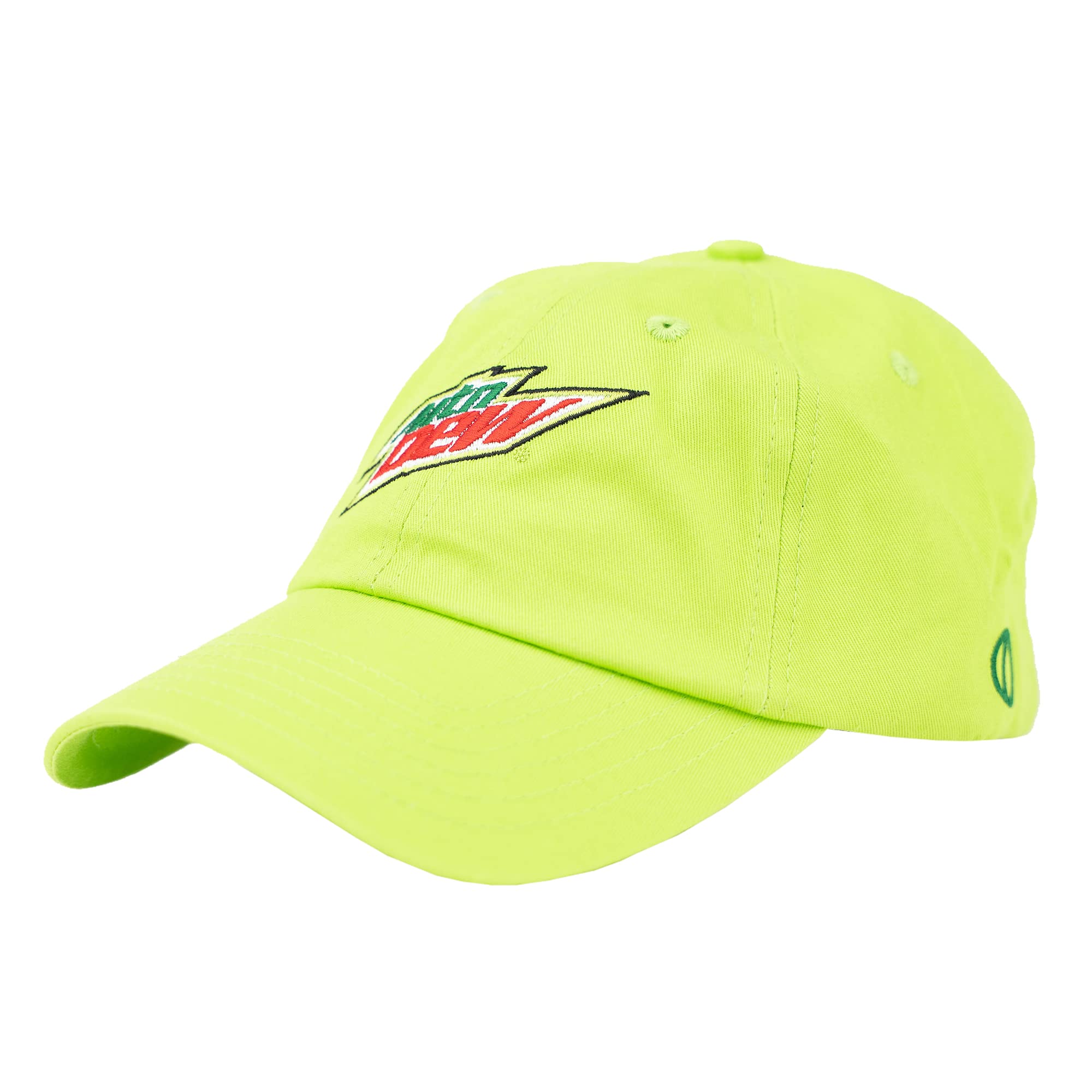 ODD SOXHeritage Mountain Dew Dad Hat - Crisp White & Green Adjustable Strap Back Cap with Embroidered Soda Logo - Soft 6-Panel Low-Profile Design - One Size Fits All