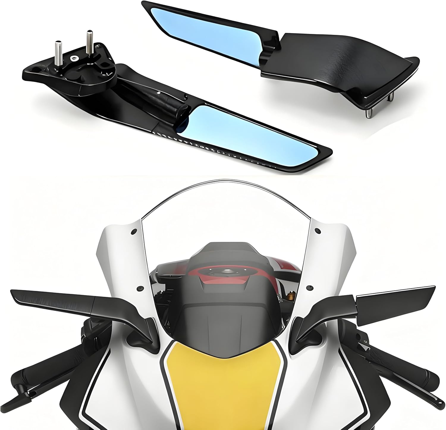 Motorcycle Rearview Mirrors Compatible with Yamaha YZF R7 YZF R7 2021-2024 2025, YZF R6 2017-2020 Black Rearview Mirrors 360° Rotatable Wind Wing Side Mirrors Compatible with Yamaha R7 Accessories