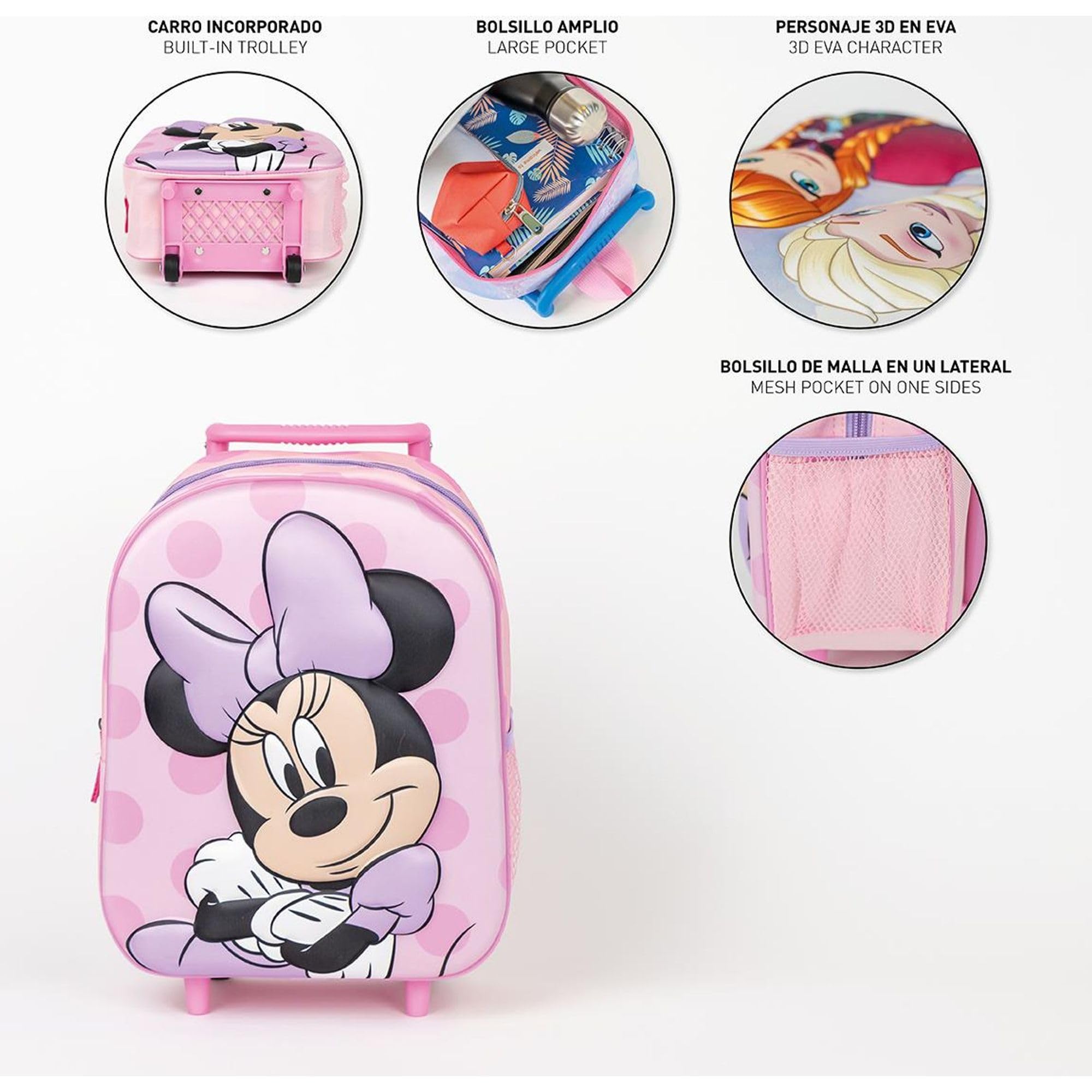 Zaino per bambini Minnie - Rosa - 25 x 31 x 10 cm - In poliestere ed EVA - Chiusura con zip - Prodotto originale disegnato in Spagna