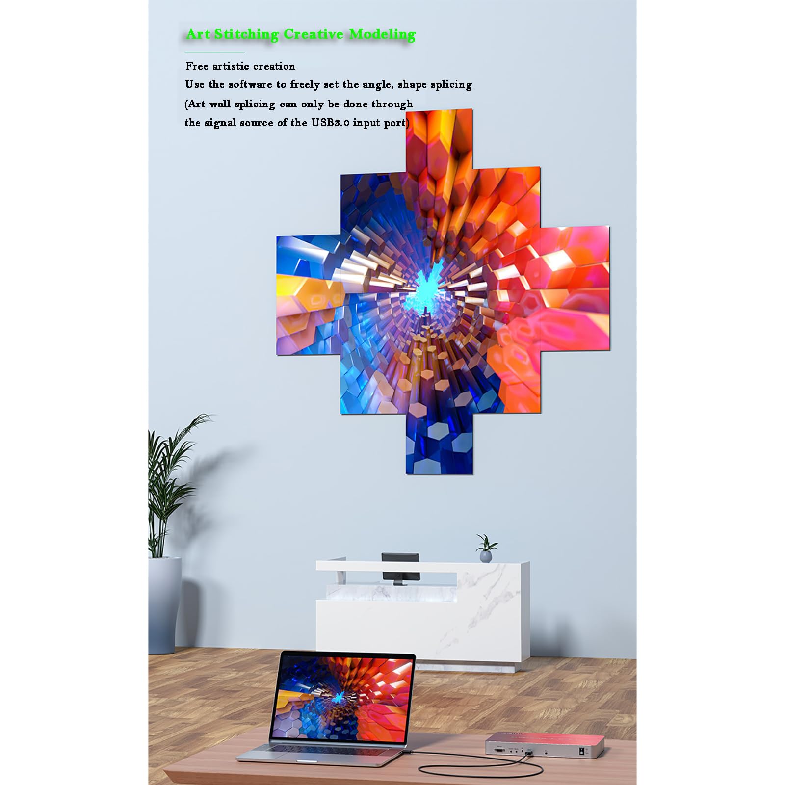 4K 3×3 TV-Spleißbox, Speziell Geformter 9-Kanal-Video-Spleißer, Frei Künstlerisches Spleißen Über Software Erstellen Und Mehrere HDMI/USB3.0-Schnittstellengeräte Unterstützen