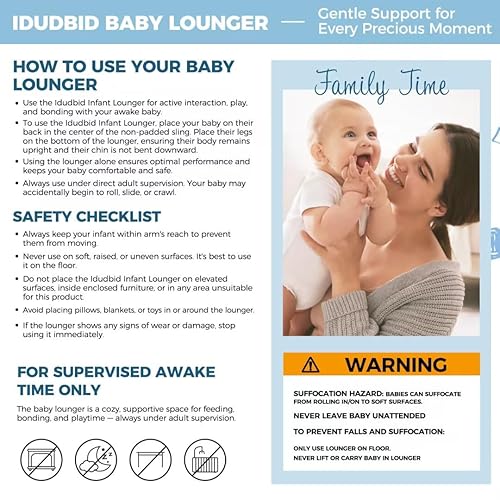 Miniatura 8 de Tumbona y nido para bebés de 0 a 24 meses, cama supervisada de algodón transpirable para jugar y relajarse en casa o viajes, regalo de baby shower