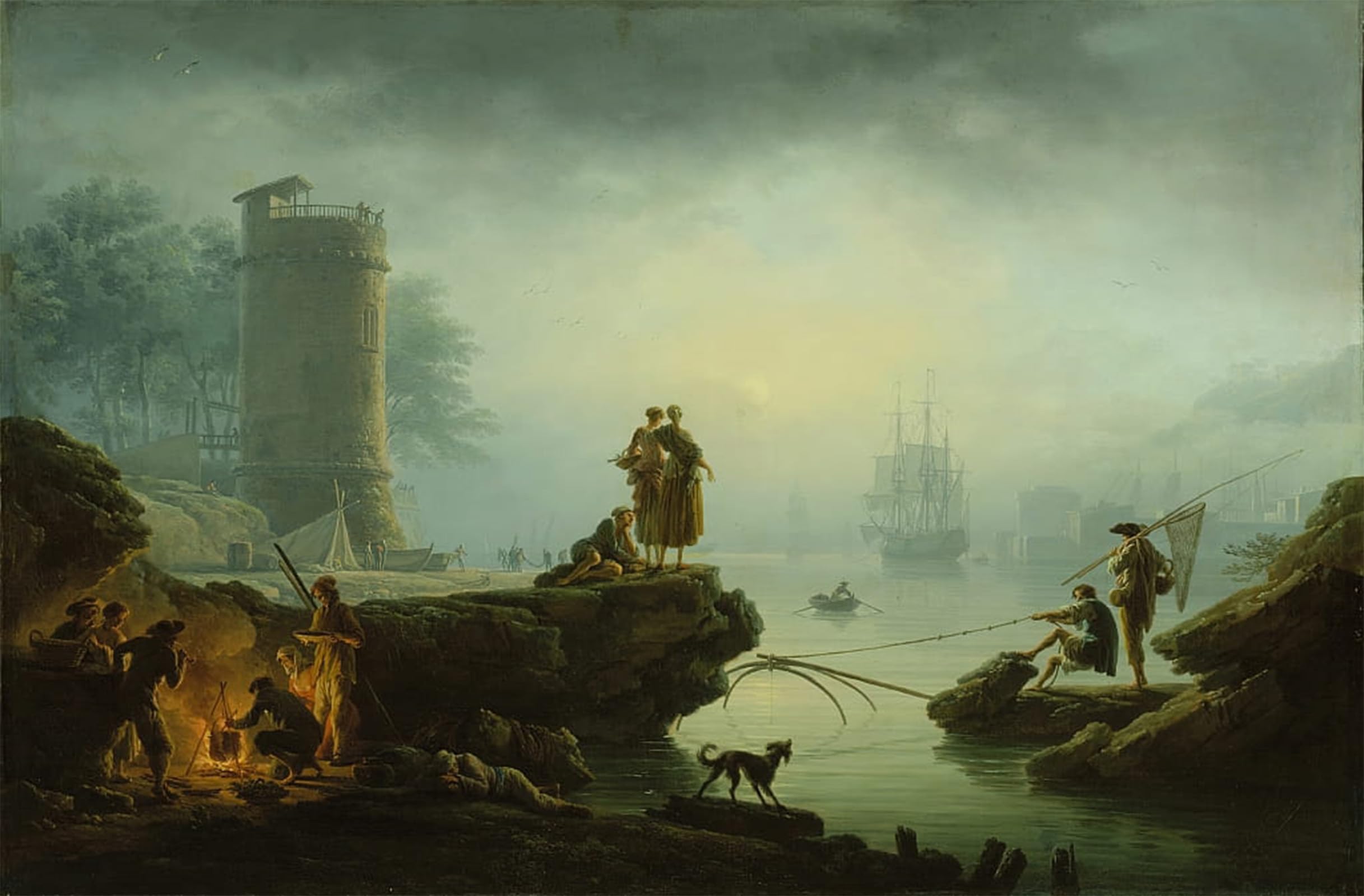 ARTXLXXBN Famous Prints Artwork Pictures Poster Painting Art Morning by Claude Vernet Artwork Landscape Pictures for Home Decor 60x90cm