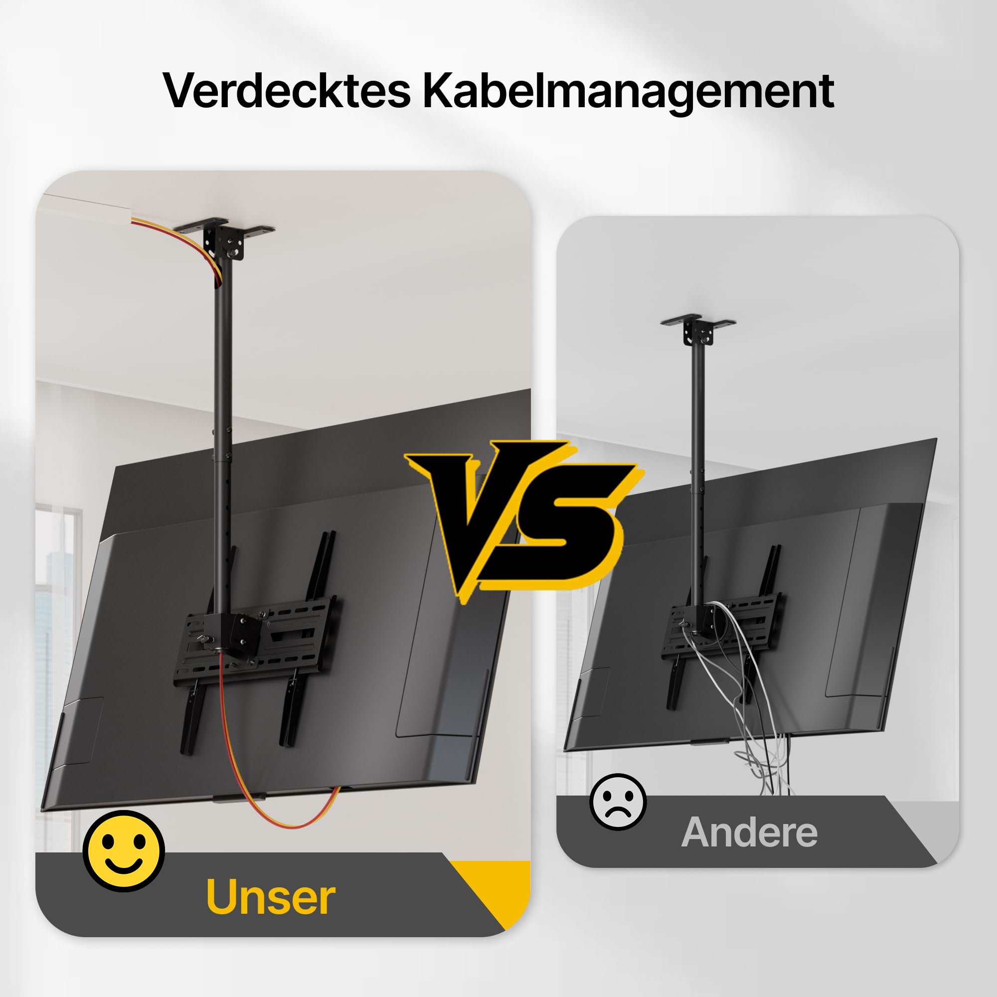 monTEK 25°Neigbar TV Deckenhalterung für 37-75 Zoll Bis zu 50kg mit Libelle