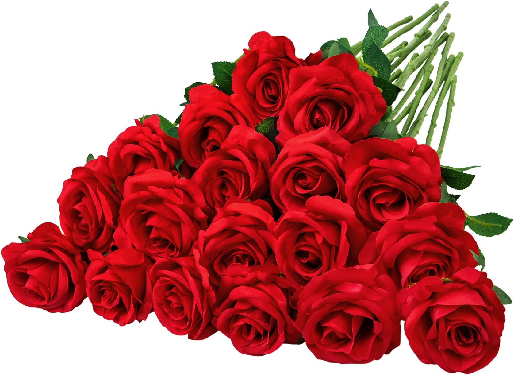 Amazon.com: Laelfe 12 pcs Artificial Red Roses Flowers Long Stem Fake ...