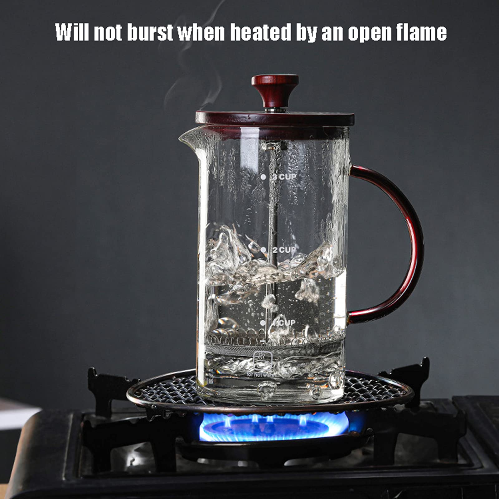 Zaparzacz do kawy French Press - Praska do kawy - Szklany zaparzacz do kawy Cold Brew - 3-warstwowy system filtracji dla dobrej kawy w domu i biurze, mahoń, 800 ml