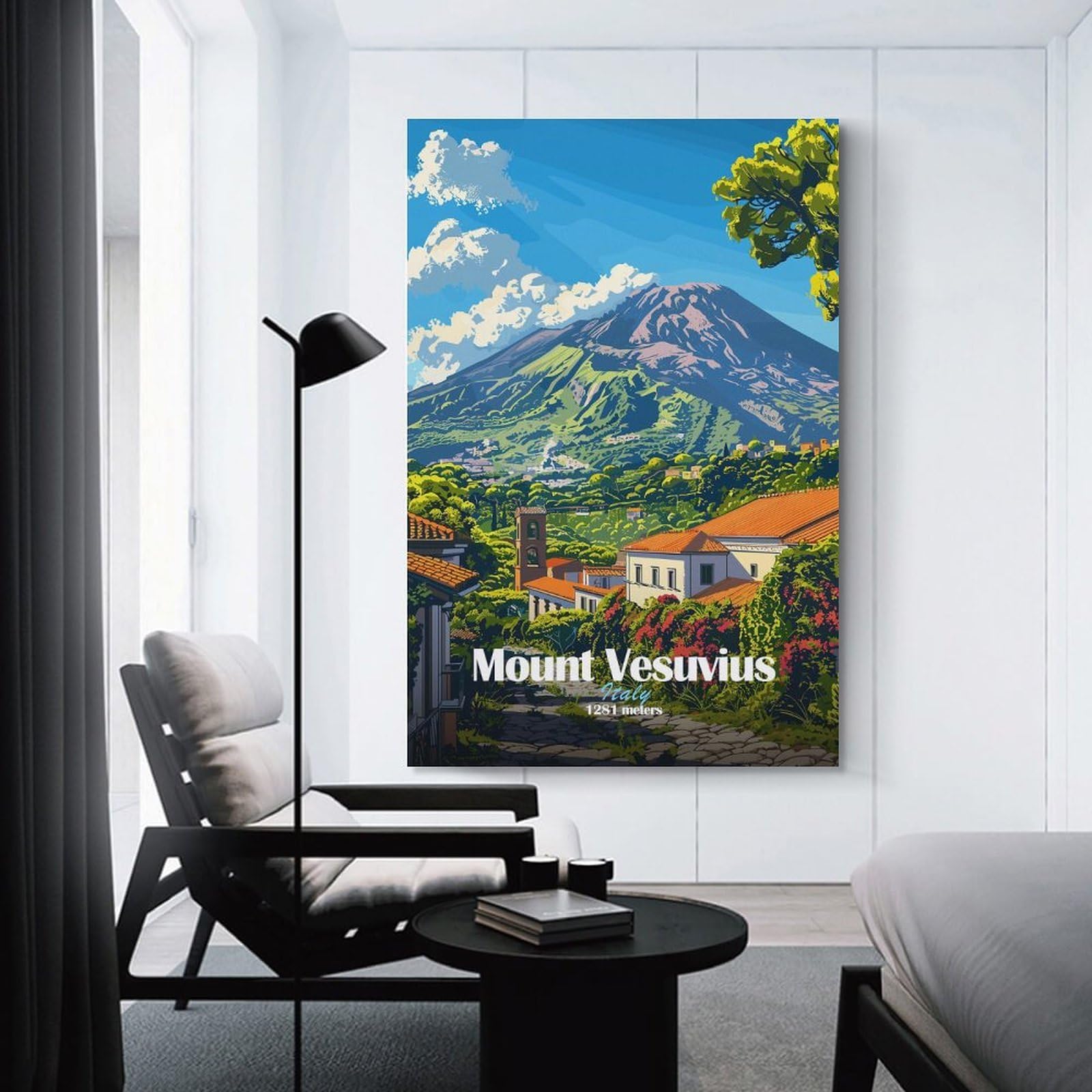 Junmoney Mount Vesuvius Italy Room Decor Wall Art, 16x24inch(40x60cm), for Office, Study Or Home Workspace, Decorative Artwork for Productive Spaces