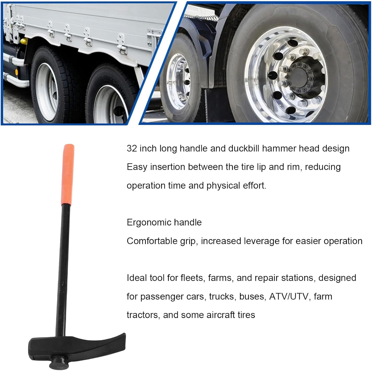 Luqeeg Tire Bead Breaker Wedge, 35429 32 Inch Duck Billed Hammer Tire Changing Tool, Bead Breaker Tool for Passenger Car Truck Bus ATV Utv Farm Tractor Aircraft