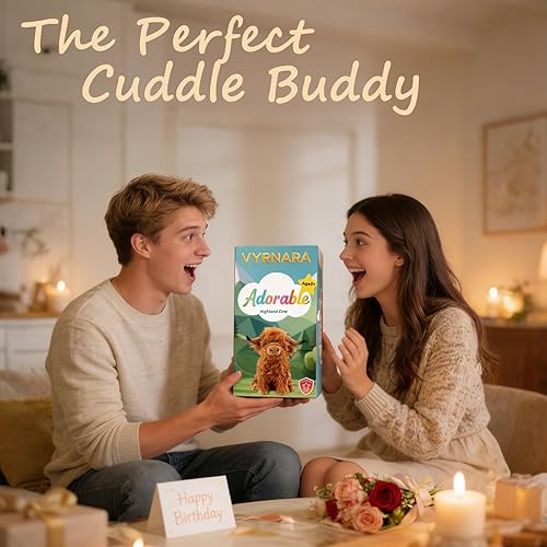 Miniatura 3 de Juguete de peluche de vaca de las Highland, lindo peluche esponjoso de vaca de las tierras altas, peluche de vaca de granja, regalos de decoración