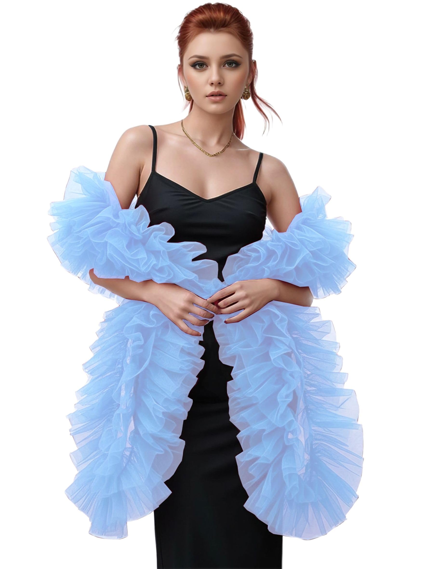 Unykaflor Tulle Boa Scarf Vintage Tulle Wrap, 1920s Flapper Costume Accessory for Women Party Wedding Halloween Stage Dress