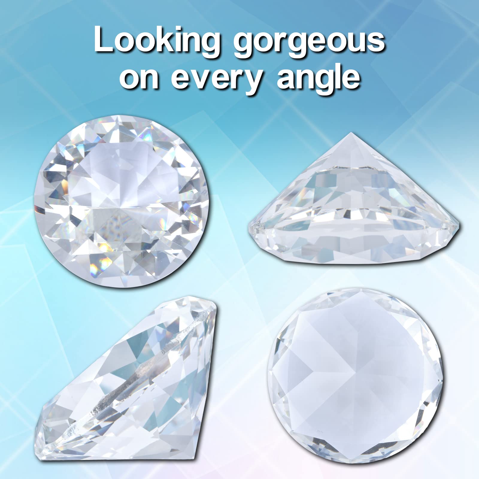 80mm Diamant Cristal Transparent avec Support en Verre, Diamants Décoratifs Presse-Papier, Diamant Décoration en Cristal pour Maison Mariage Fête Noël Anniversaire