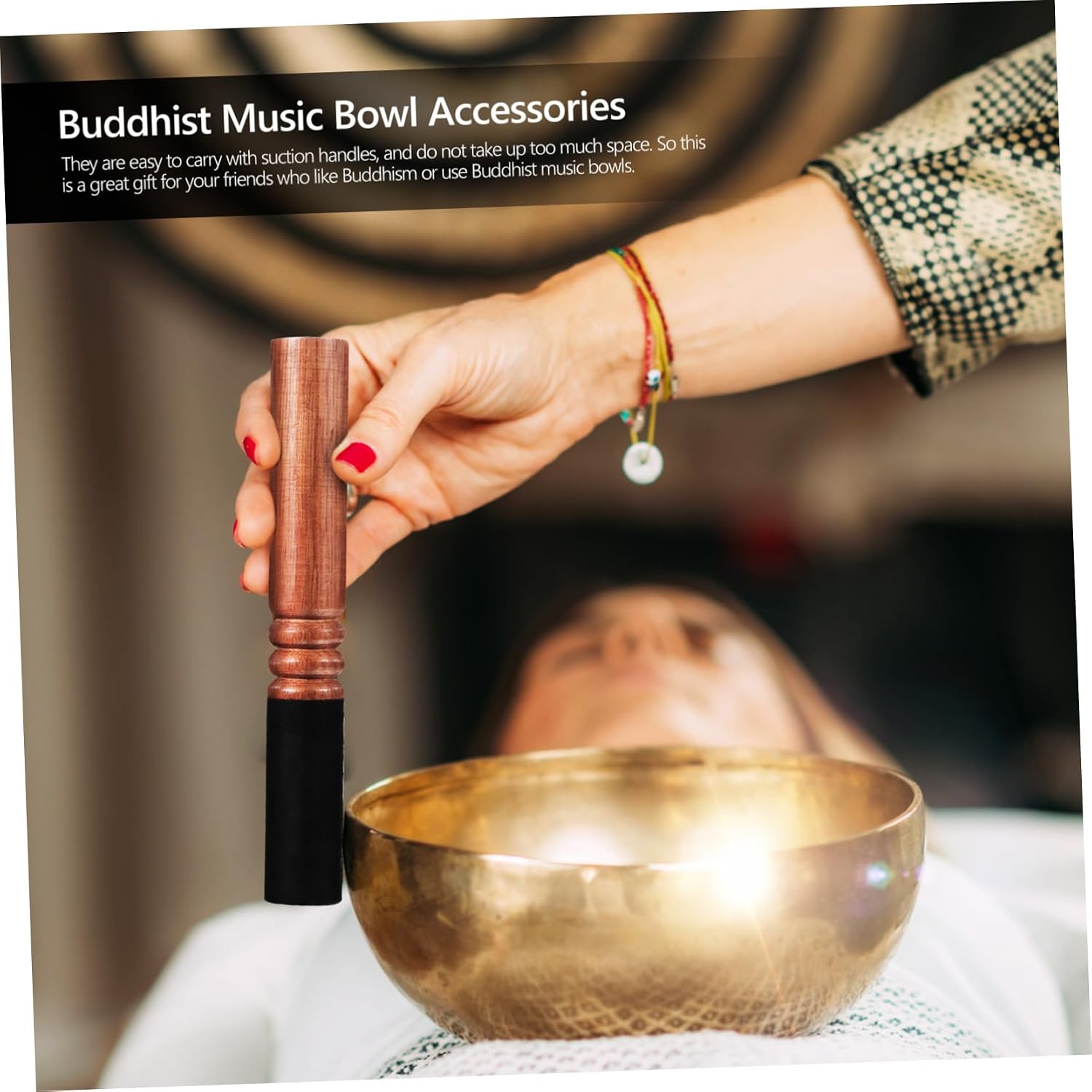 Toddmomy Rubber Bowl Sucker Singing Bowl Lift Handle Strong Suction Cup for Buddha Accessories