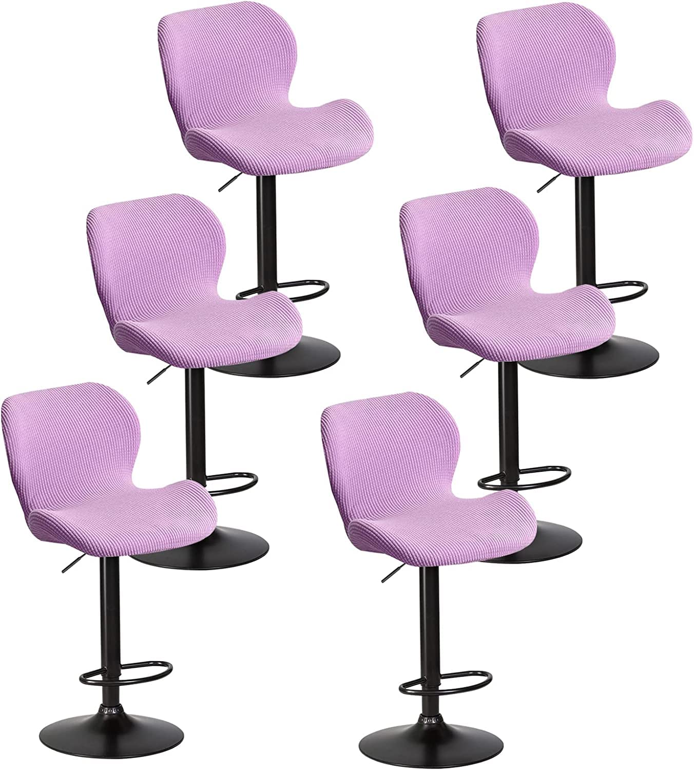 Lot De 6 Housses De Tabouret De Bar En Velours Élastique - Amovibles, Lavables, Violet