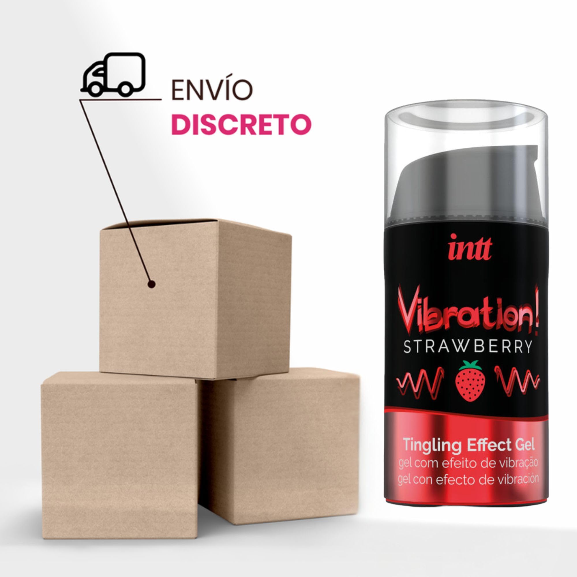 Lubricante Gel Vibrador Fresa 15ml – Gel Estimulante Líquido, Aroma y Sabor a Fresa, Besable, Efecto Sensitivo, Fácil Aplicación, Práctico Dosificador