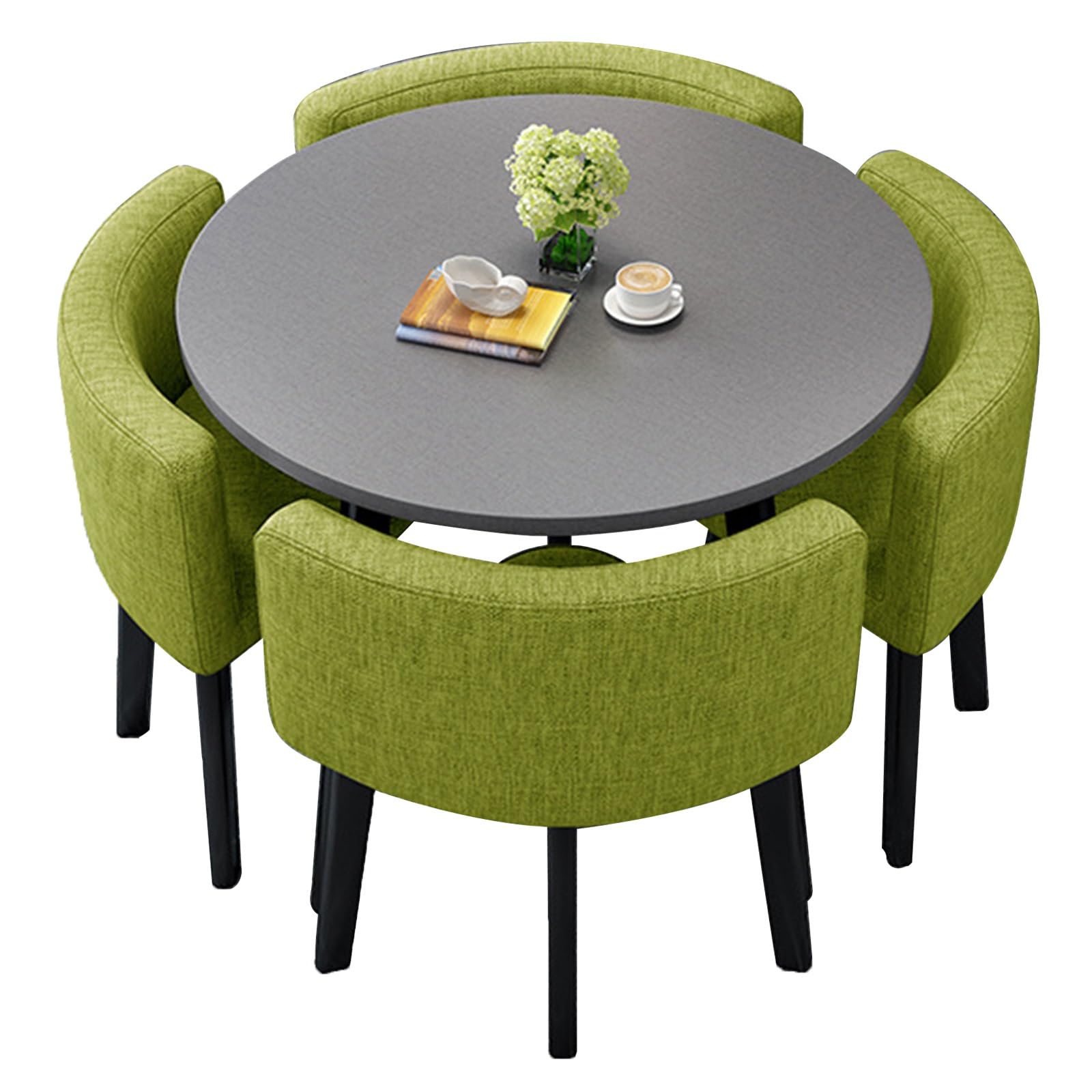 AYCDL 31.5in Round Dining Table Set with 4 Chairs for Office Meetings Conference Rooms and Garden Breakfast Bar Fur,Green-70cm/27.5in