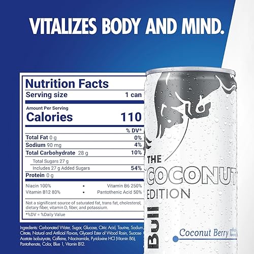 Vista 116 de Red Bull Yellow Edition - Bebida energética tropical, con 80 mg de cafeína más taurina y vitaminas B, 8.4 onzas líquidas, paquete de 24 latas