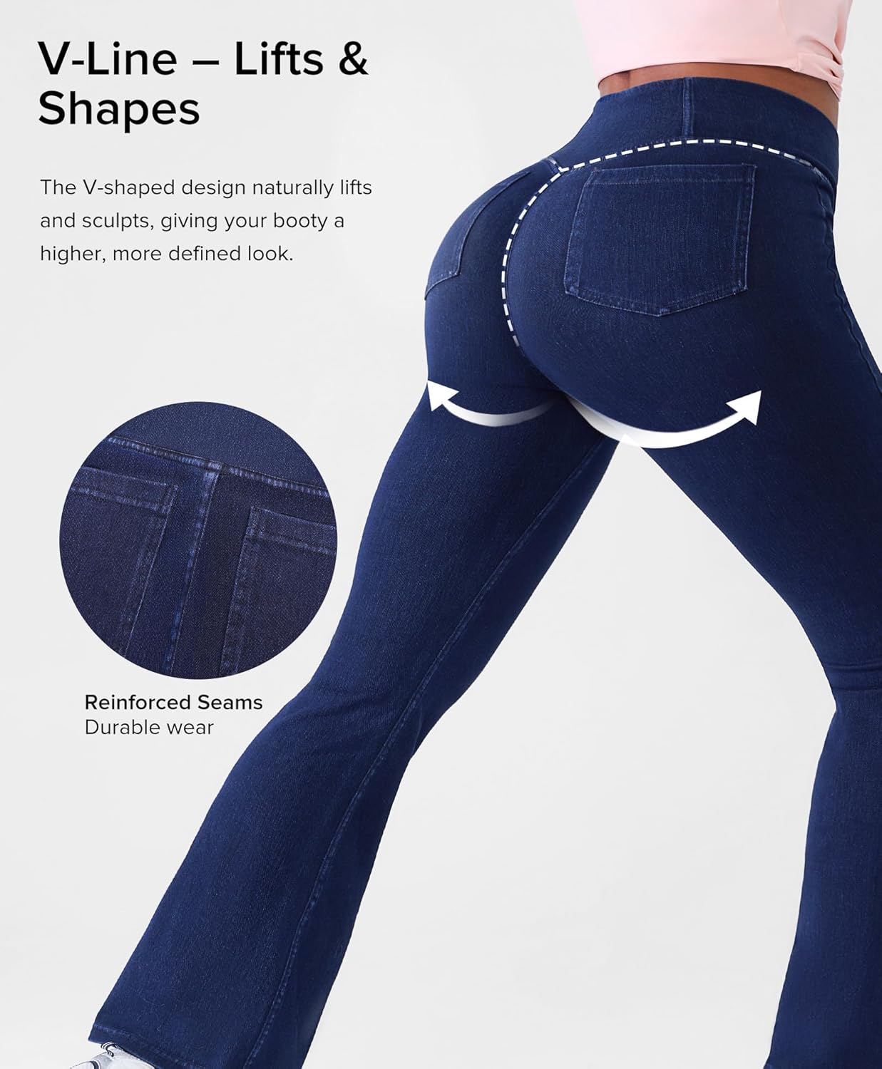 BRXL Stretchy Jeans for Women Flare Jeggings Leggings with Pockets Bell Bottom Crossover Pants Bootcut