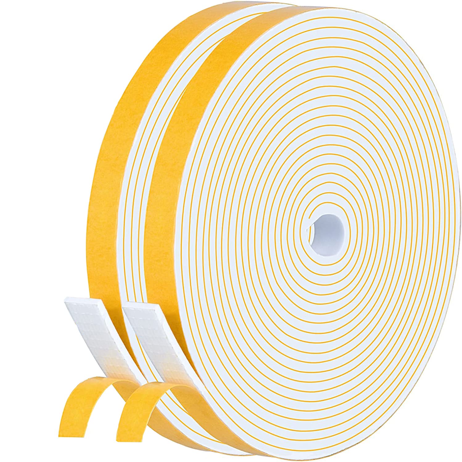 Strong Adhesive Weather Stripping, Seal Foam Tape, Self-adhesive Foam Strips for Doors and Windows, Yellow, 1/2inch*1/8inch*16Ft