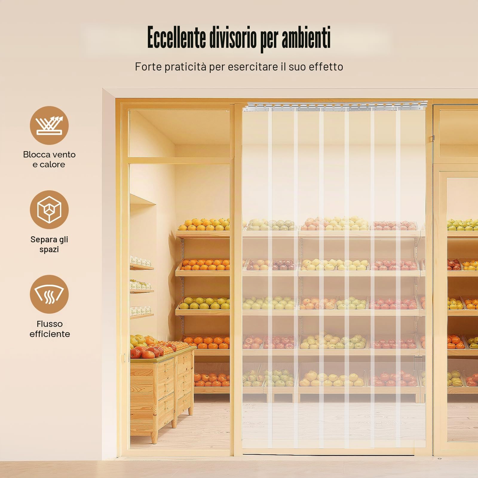 MINRS Tenda a strisce in PVC, trasparente, 200 x 18 cm, 7 pezzi, trasparente, per magazzini, fabbriche, supermercati