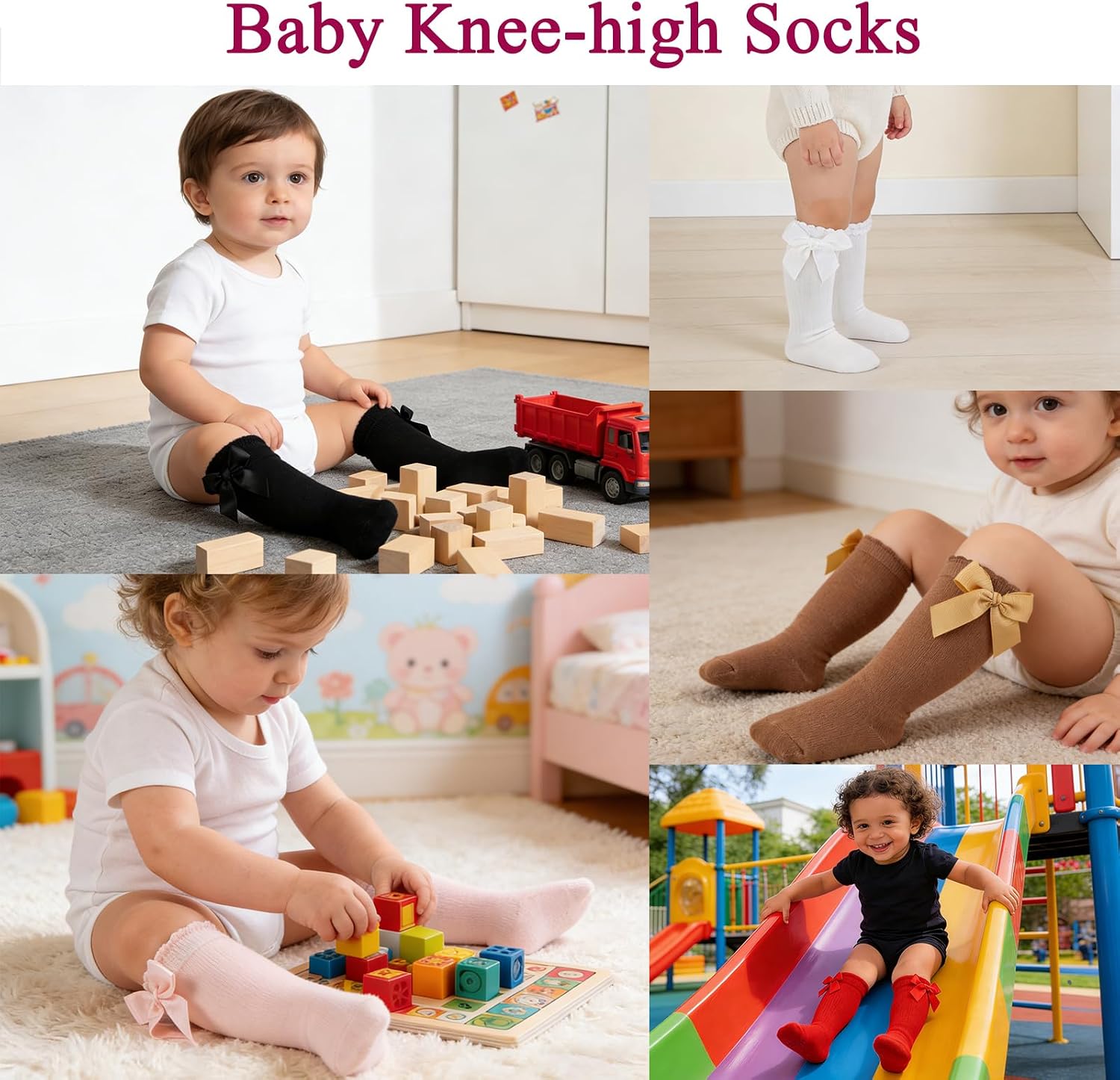 Baby Knee High Socks Bow Toddler Girl Dress Socks Premium Cotton Infant Gift Sock for Newborn Cute Festive Sock