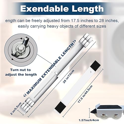 Miniatura 10 de Rodillos extensibles para electrodomésticos para lavadora y secadora,Base de lavadora móvil, ruedas para deslizadores de