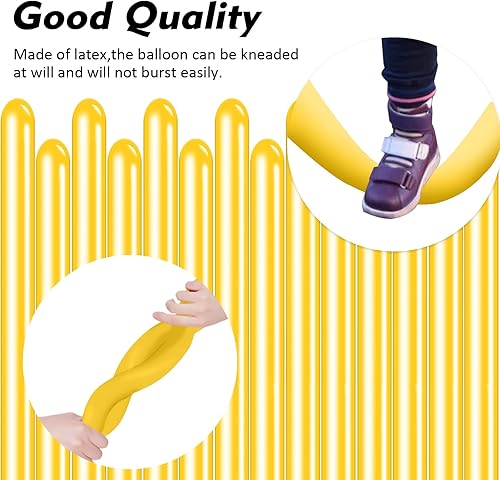 Vista 11 de 100 globos mágicos largos de látex trenzado de 260 Q para forma de animal, cumpleaños, payasos (blanco)