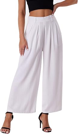 heipeiwa Women s Culottes Linen Pants Summer Vacation Beach Capris Crop Casual Wide Leg Palazzo Pants