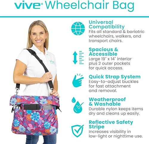 Miniatura 2 de Bolsa para silla de ruedas, Floral púrpura