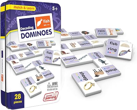 Junior Learning Decoding Dominoes - 28 Piece Language Arts Learning Toy