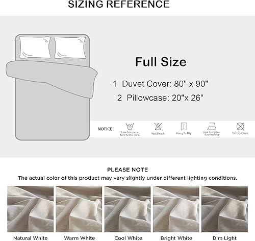 Miniatura 6 de Talasily Juego de funda de edredón tamaño King, funda de edredón de lino blanco, suave, de 104 x 90 pulgadas (1 funda de edredón y 2 fundas de