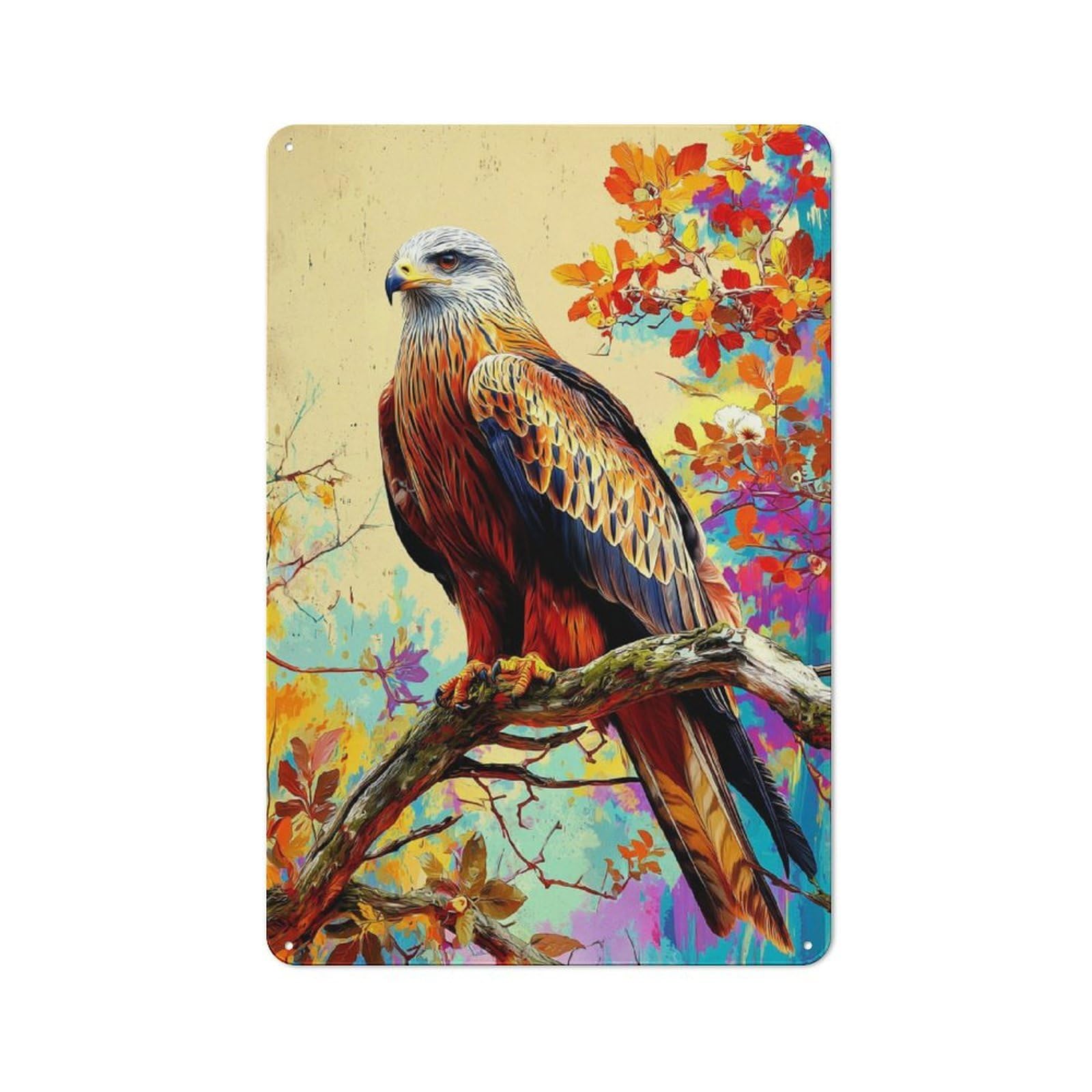 Junmoney Autumn Eagle Majesty Shop Front Style Metal Wall Decor 30X20cm, Vintage Metal Sign For Tea Room, Shop Wall Or Breakfast Area