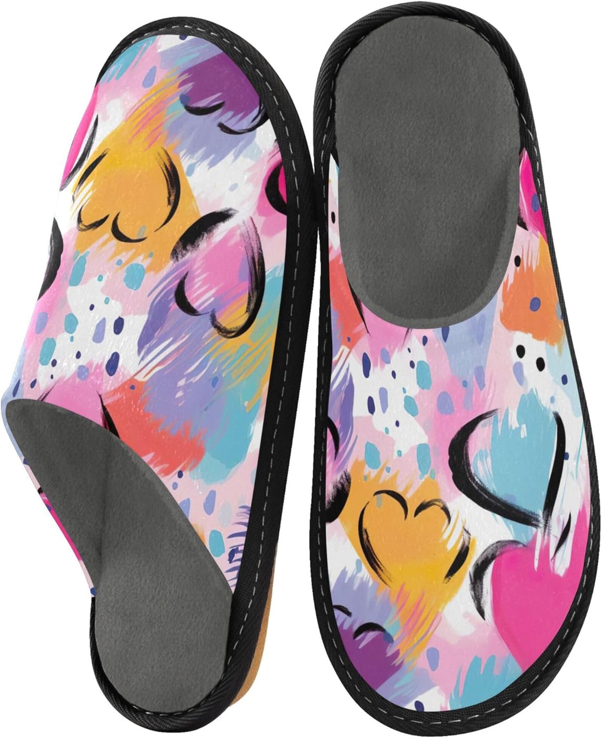 Heart House Slippers – Cozy Fuzzy Slippers for Guests, Washable & Disposable, Perfect for Shoeless Home, Spa & Hotel Use A112213